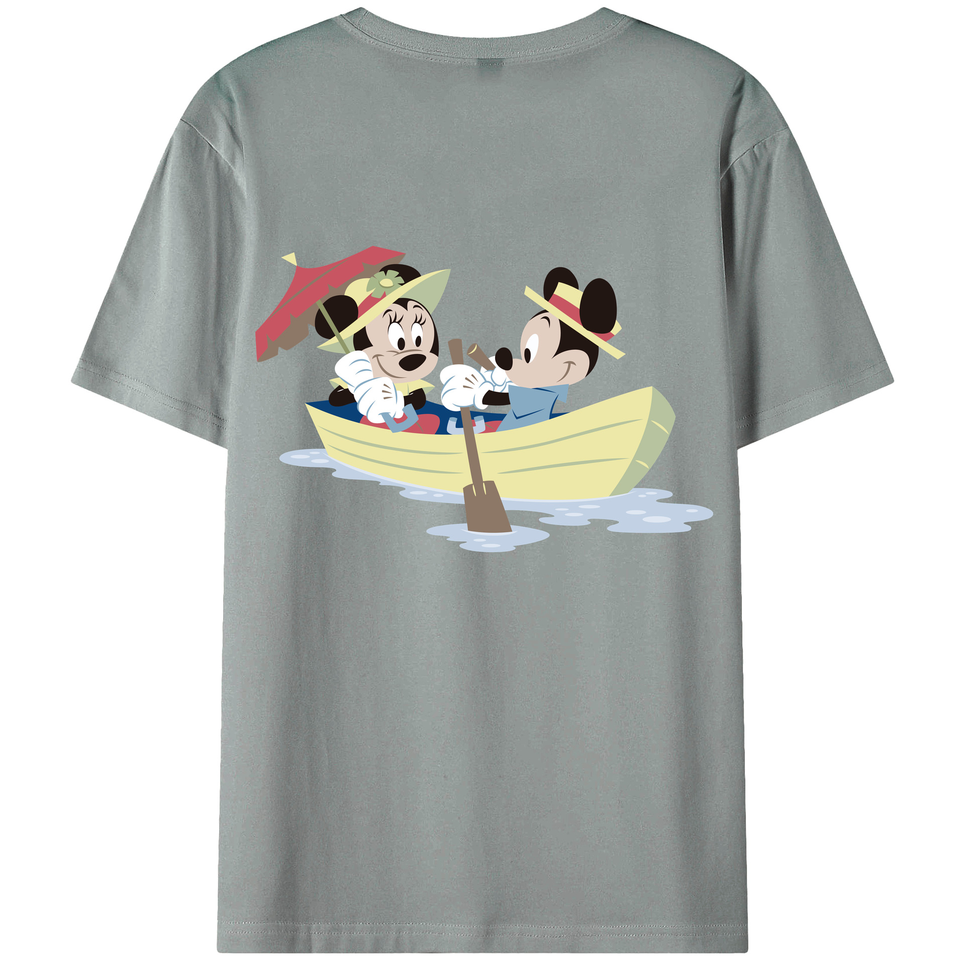 ミッキーマウス Mickey Mouse 綿100％ メンズ半袖Tシャツ（バックプリント） 通気性